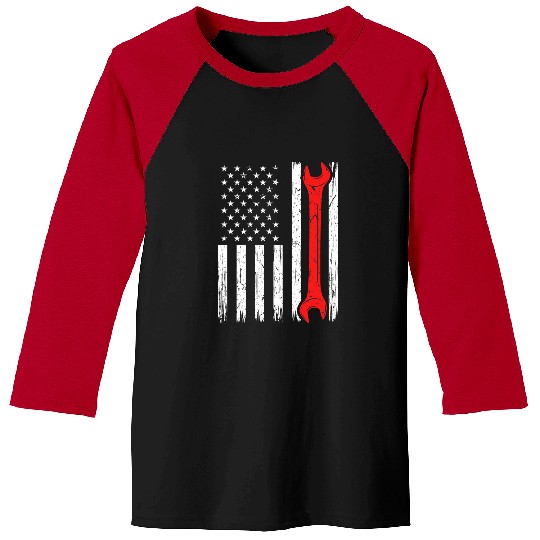 USA Flag th July Auto Mechanic Truck Car Garage Baseball Tees
