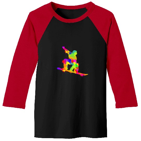 Skiing Ski Snowboard Snowboarder Snowboarding Boys Kids Men Baseball Tees