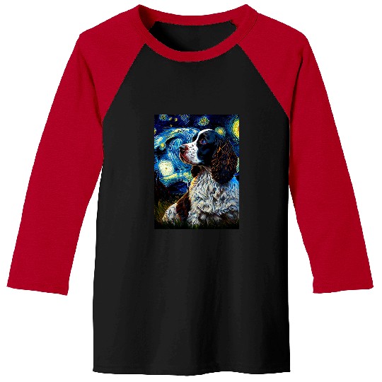 English Springer Spaniel in Starry Night Painting Dog Mom Da Baseball Tees