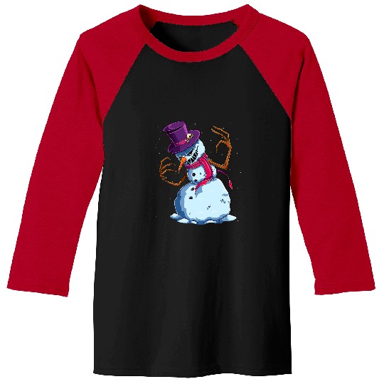 Scary Snowman Creepy Christmas Evil Krampus Monster xmass 2 Baseball Tees