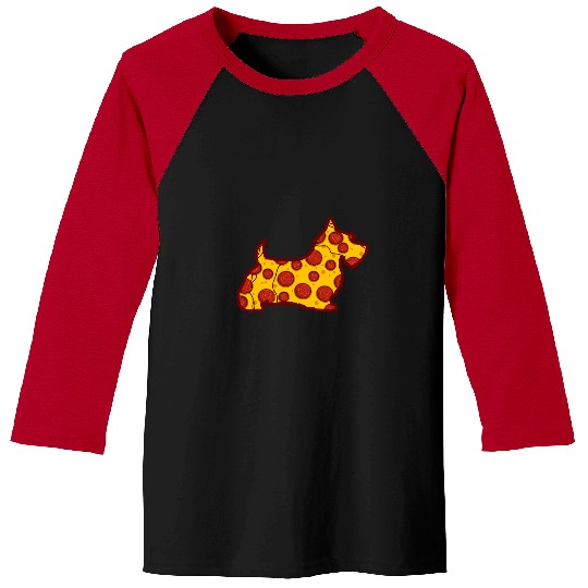Dog Scottish Terrier Pizza Dog Funny Pizza Scottish Terrier Dog 3 Baseball Tees
