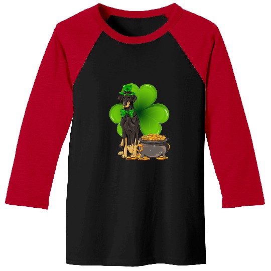 Dog Doberman St Patricks Day dobermann Shamrock Pet Dog Lover Baseball Tees