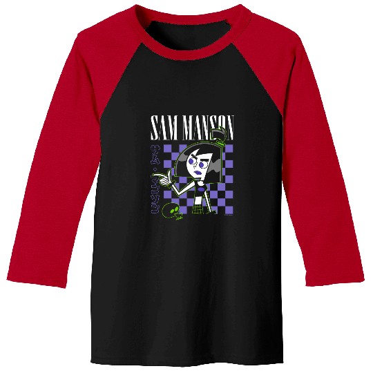 Danny Phantom Sam Manson Retro Kanji Checkerboard Portrait Baseball Tees