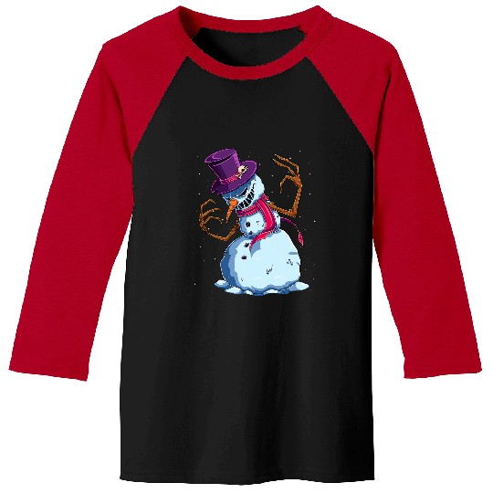 Scary Snowman Creepy Christmas Evil Krampus Monster Xmas Baseball Tees