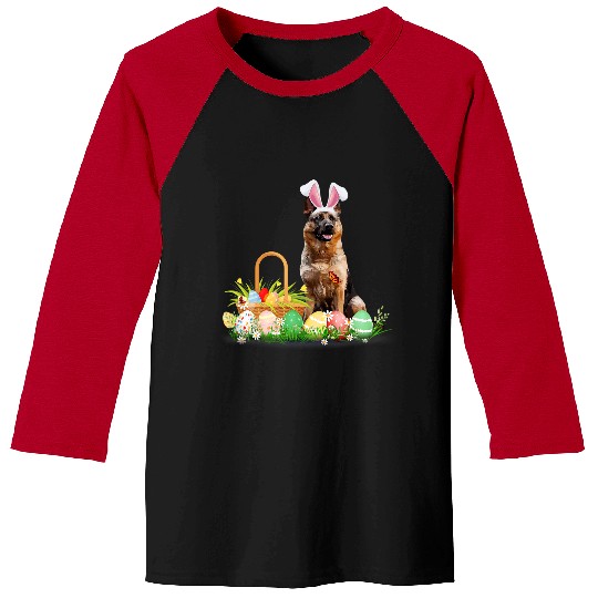 Cute GSD Easter Day Bunny Eggs Easter Costume German Shepherd Dog Dog Baseball Tees