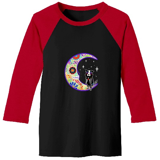Skeletons Skulls Sheltie Dia de Los Muertos Skull Baseball Tees