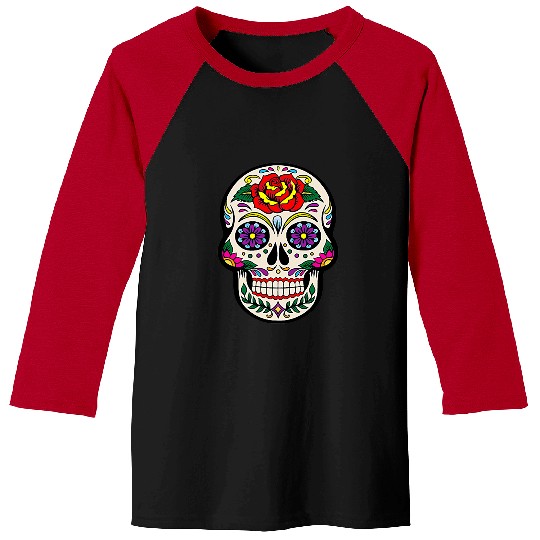 Skeletons Skulls Day of the Deads Skull Calavera de dia de los muertos Skull Baseball Tees