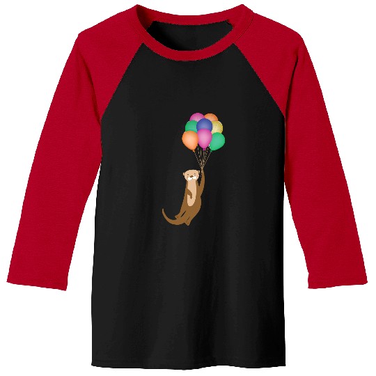 Otters With Balloons Fish Otter Baseball Tees
