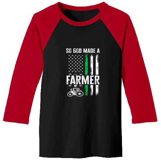 Tractor driving Patriotic American Flag Tractor So God Made A Farmer Baseball Tees