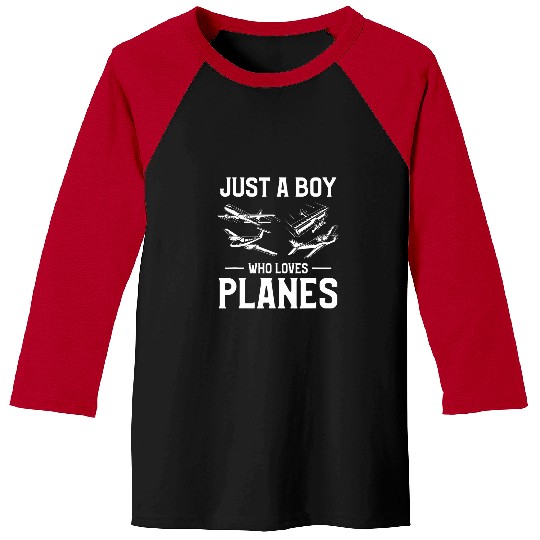 Just A Boy Who Loves Planes Funny Pilot Flying Airplane Baseball Tees