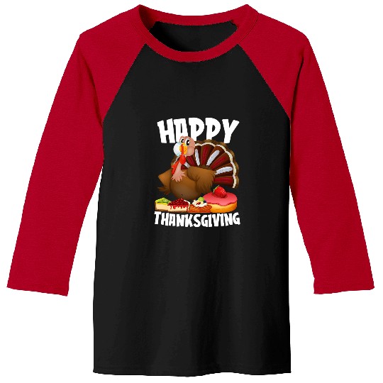 Happy Thanksgiving Turkey FaceMask Funny Food Lover Gifts Baseball Tees
