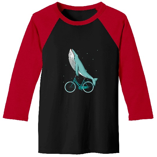 Whales Funny Bike Riding Whale Baseball Tees