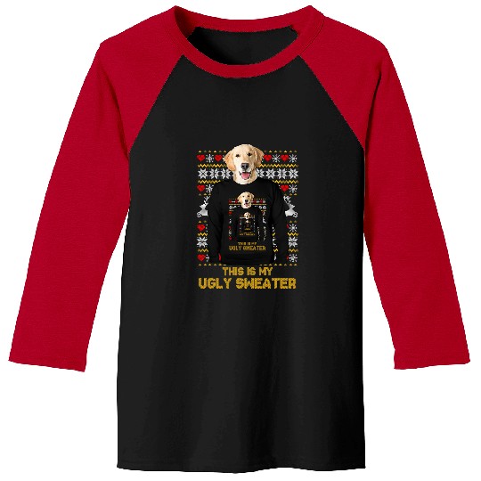 Goldie Mom Dad Dog Ugly Christmas Sweater 117 Golden Retriever Dog Baseball Tees