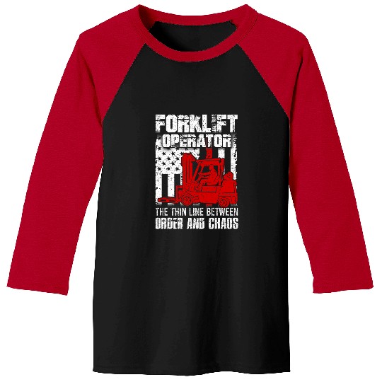 Forklift Operator The Thin Line American Flag Baseball Tees