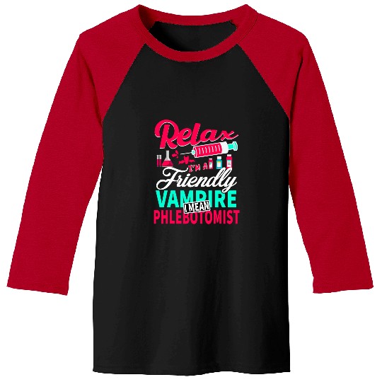 Funny Phlebotomist Blood Technician nurses Friendly Vampire 1 Baseball Tees
