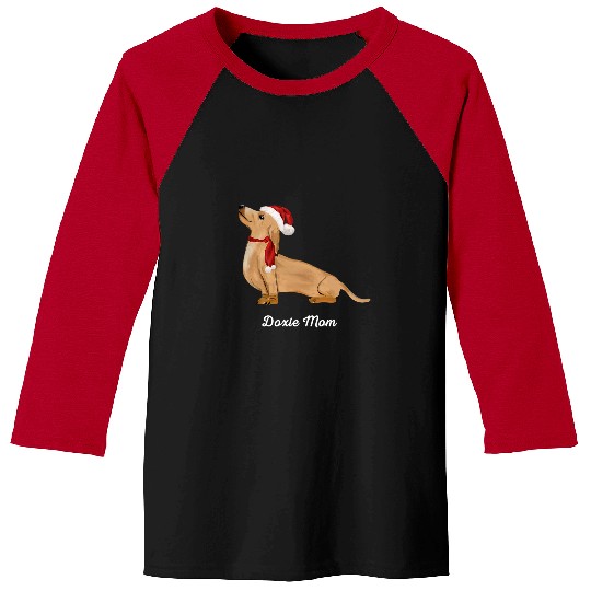 Doxie Dachshund Santa For Mom Women dog lover Christmas Baseball Tees