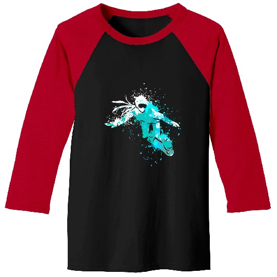 Skiing Ski Splash Art Winter Sports Snowboarding Snowboarder Baseball Tees