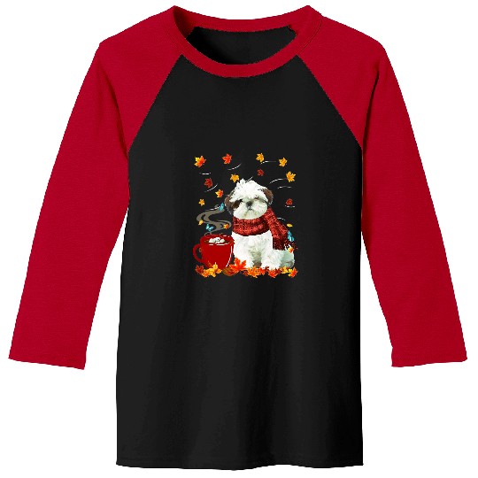 Shih Tzu Fall Chocolate Hot Funny Dog Autumn Baseball Tees