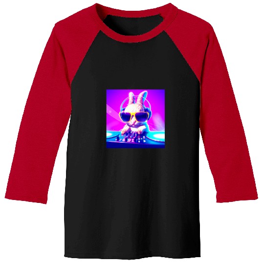 Rabbits Bunny DJ Party Club Disk Jockey Gift EDM Dance Baseball Tees