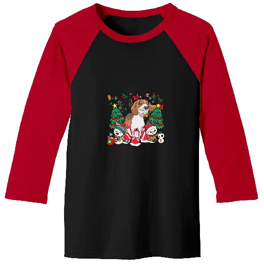 English Foxhound Funny Christmas Dog Baseball Tees