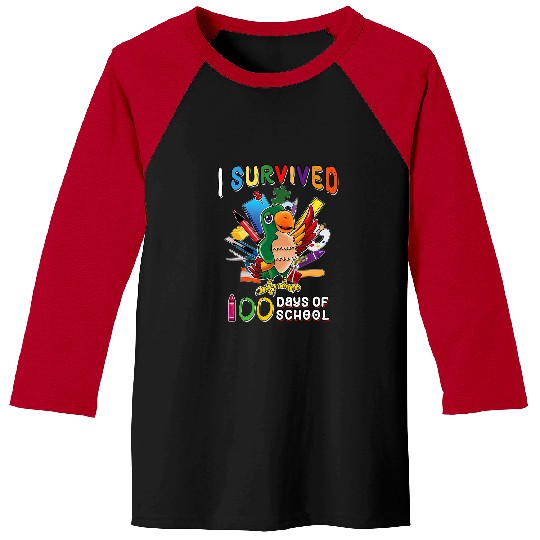 I Survived 100 Days of School Cheeky Parrot Girls Boys Kids Baseball Tees