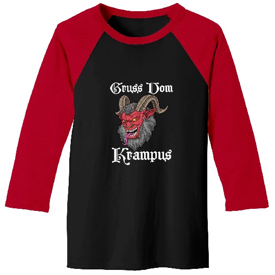 Gruss Vom Krampus Germanic Christmas Demon Merry Krampus 2 Baseball Tees