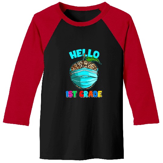 Hello Virtual 1st Grade Leopard Print for Teacher Student Baseball Tees
