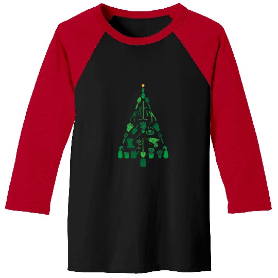 Gardening Equipment Christmas Tree Matching Gardener Xmas Baseball Tees