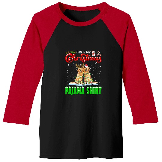 Goldie This Is My Christmas Pajama Golden retriever Christmas 243 Golden Retriever Dog Baseball Tees