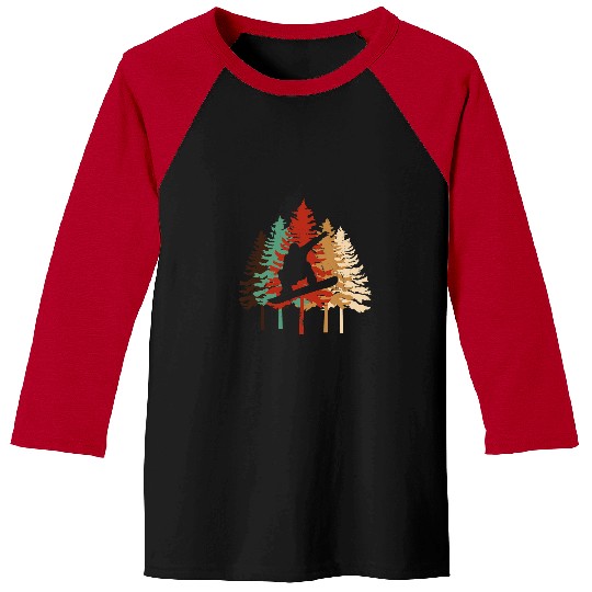 Skiing Ski Snowboarding gift Design vintages Pine Tree Style Baseball Tees
