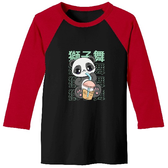 Funny Bear Panda Drinking Boba Pearls For Bubble Tea Milk Kawaii Cute Bears Baseball Tees