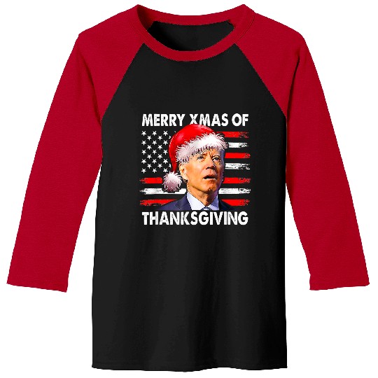 Retro Merry xmass Of Thanksgiving Joe Biden Christmas In July 161 Baseball Tees