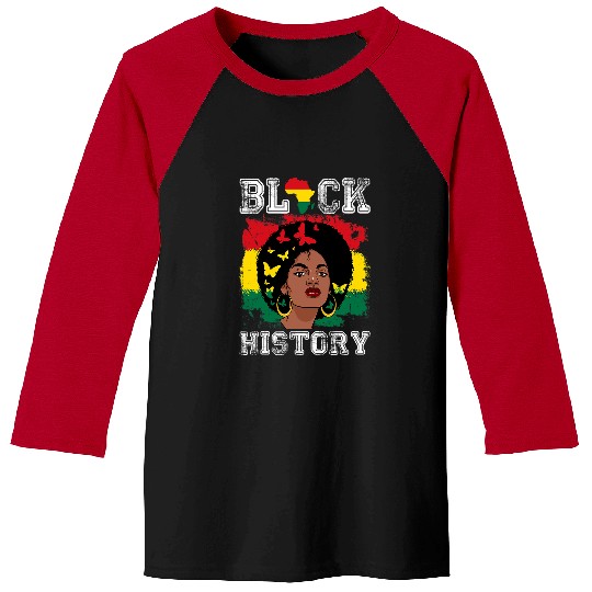 I Am Black History Black Queen Melanin Butterfly Afro Women Baseball Tees