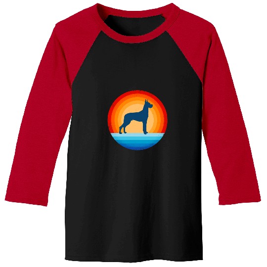 Dog Great Dane Retro vintages 60s 70s Sunset Dog Lovers Men Women 22 Baseball Tees