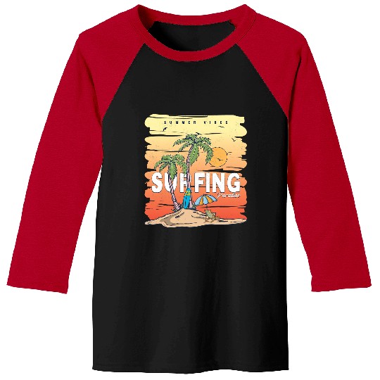 Surf Life Sunset vintages Beach Wave Vacation Summer Surfing Paradise Baseball Tees