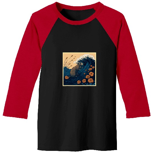 Surrealism Japanese Painting Groundhog Baseball Tees