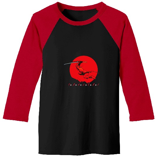 Samurai Ninja Warrior With Katana Japanese Sakura Flowers Baseball Tees
