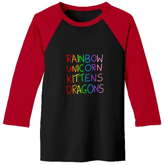 Rainbow Unicorns Kittens Dragon Baseball Tees