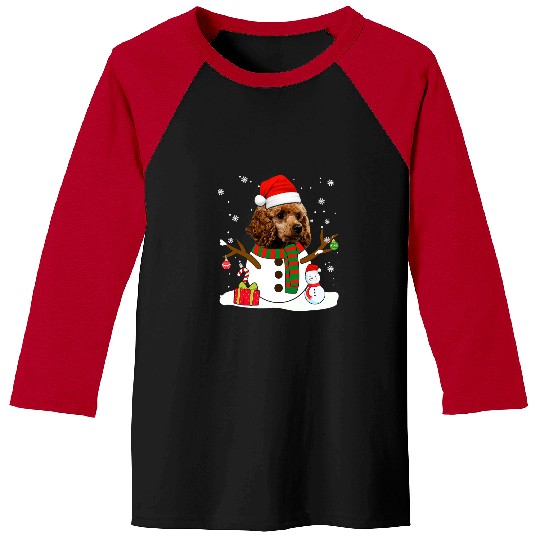 Cute Poodles Christmas Pajama Snowman Dog Lover 163 Poodle dog Baseball Tees