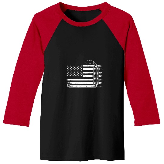 american flag trucker truck driver Baseball Tees