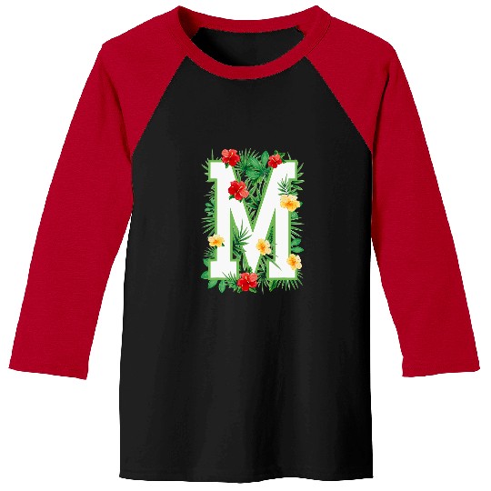 Capital Letter M Alphabet Monogram Initial Flower Gardener Baseball Tees