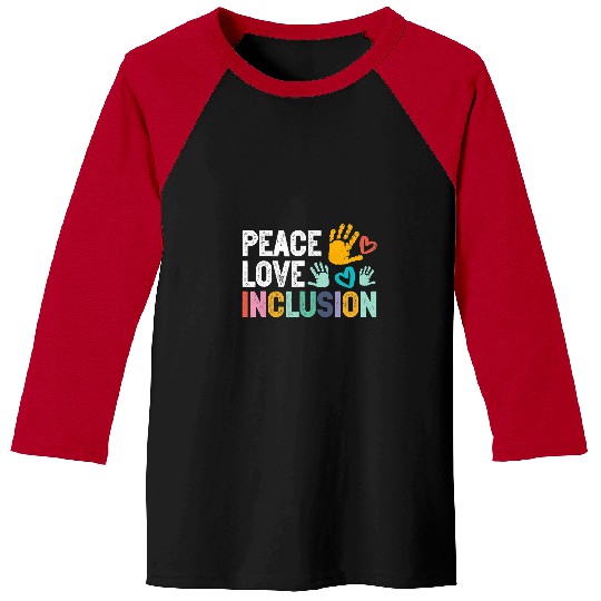 Teacher Job Peace love inclusion For A Sped Teacher Baseball Tees