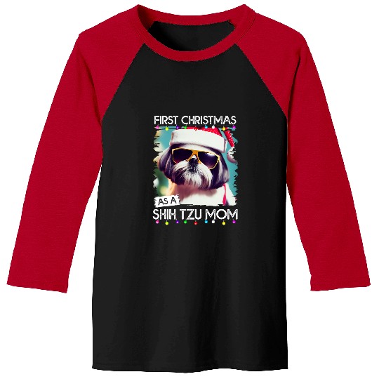 First Christmas as a Shih Tzu mom 4 Baseball Tees