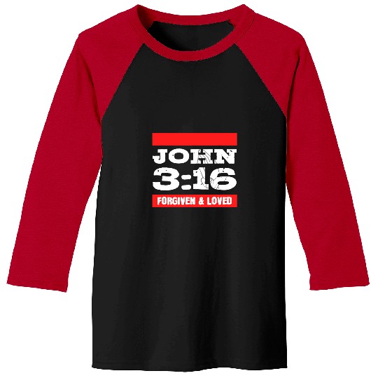 Forgiven Loved John 3 16 Bible Verse Patriotic Christian Baseball Tees