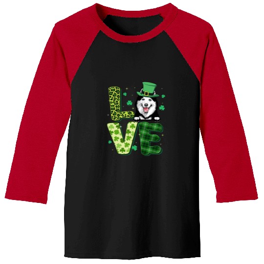 Dog Husky Love Husky Shamrock Leopard Plaid St Patricks Day Baseball Tees