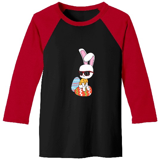 Rabbits Easter Day Eggs Boys Girls Kids Cute Sunglasses bunny 1 Baseball Tees