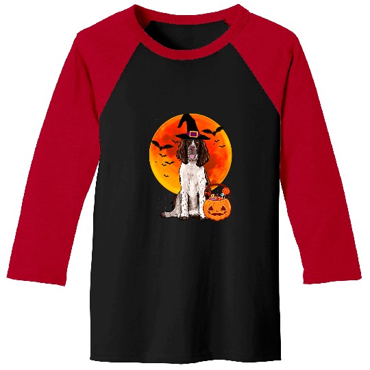 Halloween English Springer Spaniel Jack O Lantern Pumpkin Baseball Tees