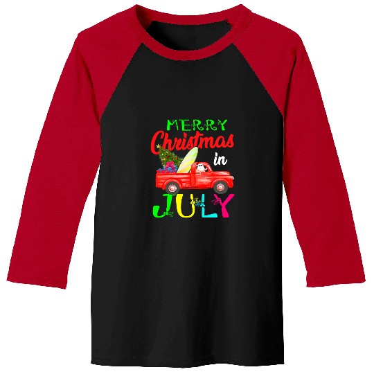 Surf Life Merry Christmas In July Santa Driving Truck Surfing Lover Baseball Tees