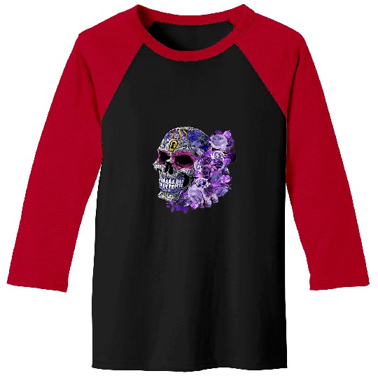 Skeletons Skulls Purple Floral Sugar Skull Men Women Funny Gift 196 Skull Baseball Tees