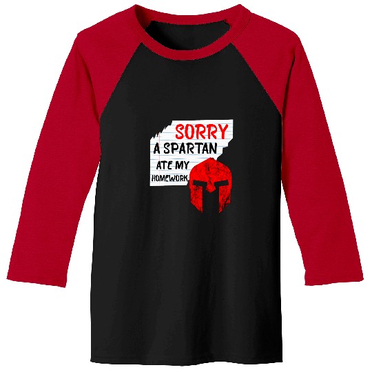 Homework Spartan Student Excuses Sparta Warrior Baseball Tees